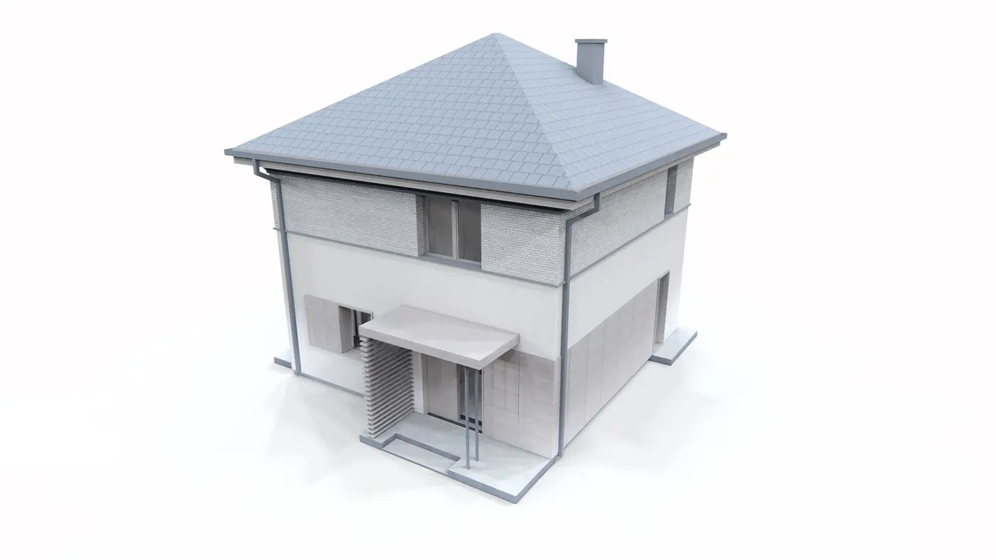 Home project  - Dom na planie kwadratu, z dachem kopertowym i pełnym piętrem.