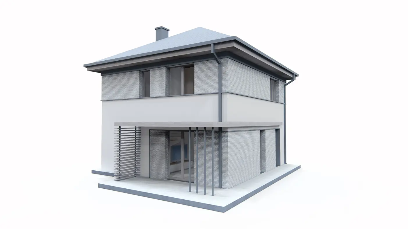 Home project  - Dom na planie kwadratu, z dachem kopertowym i pełnym piętrem.