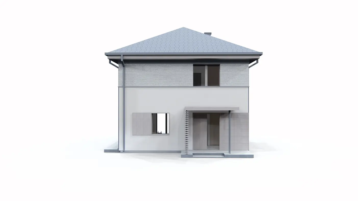 Home project  - Dom na planie kwadratu, z dachem kopertowym i pełnym piętrem.