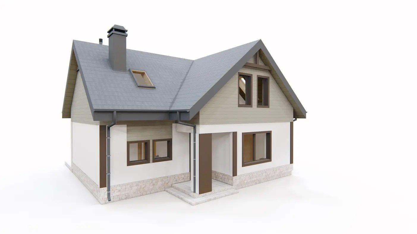Home project  - Projekt domu na wąską działkę, z pokojem na parterze i kuchnią od ogrodu.