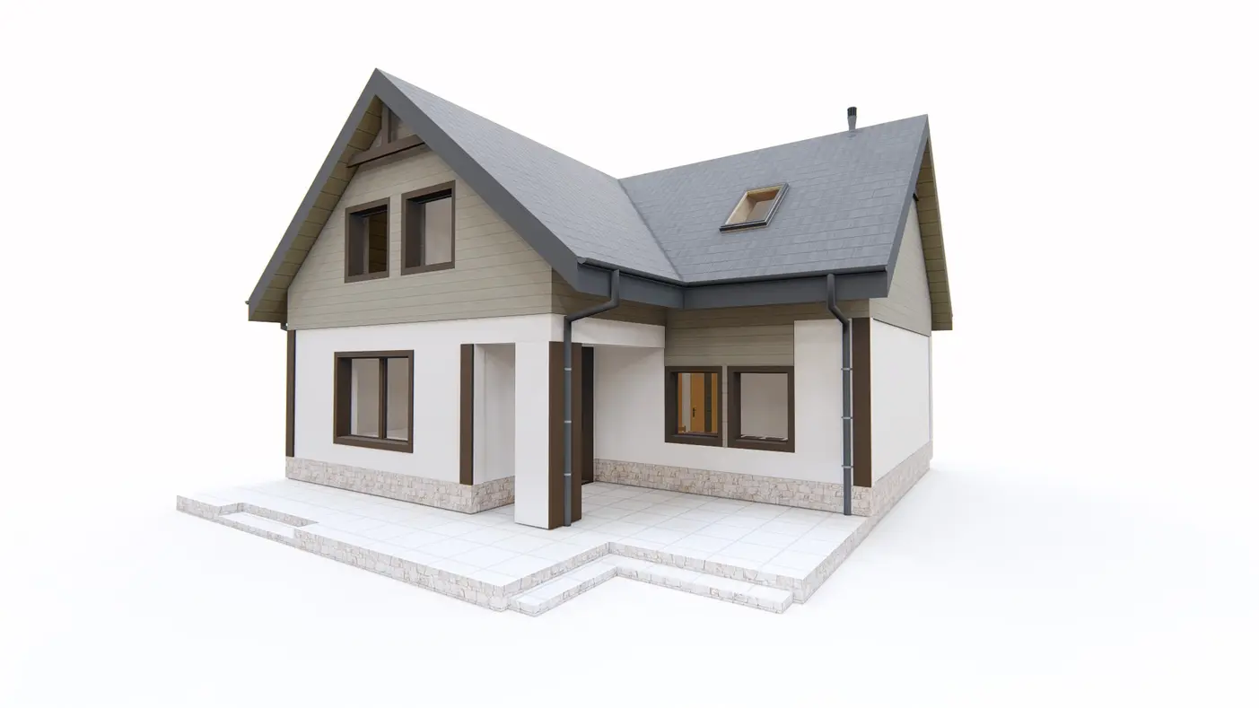 Home project  - Projekt domu na wąską działkę, z pokojem na parterze i kuchnią od ogrodu.