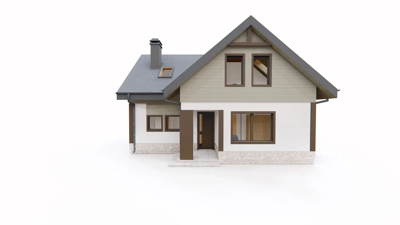 Home project  - Projekt domu na wąską działkę, z pokojem na parterze i kuchnią od ogrodu.