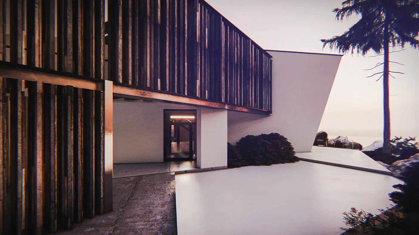 Home project  - Futurystyczna rezydencja ze 100 metrowym salonem oraz dużymi przeszkleniami.