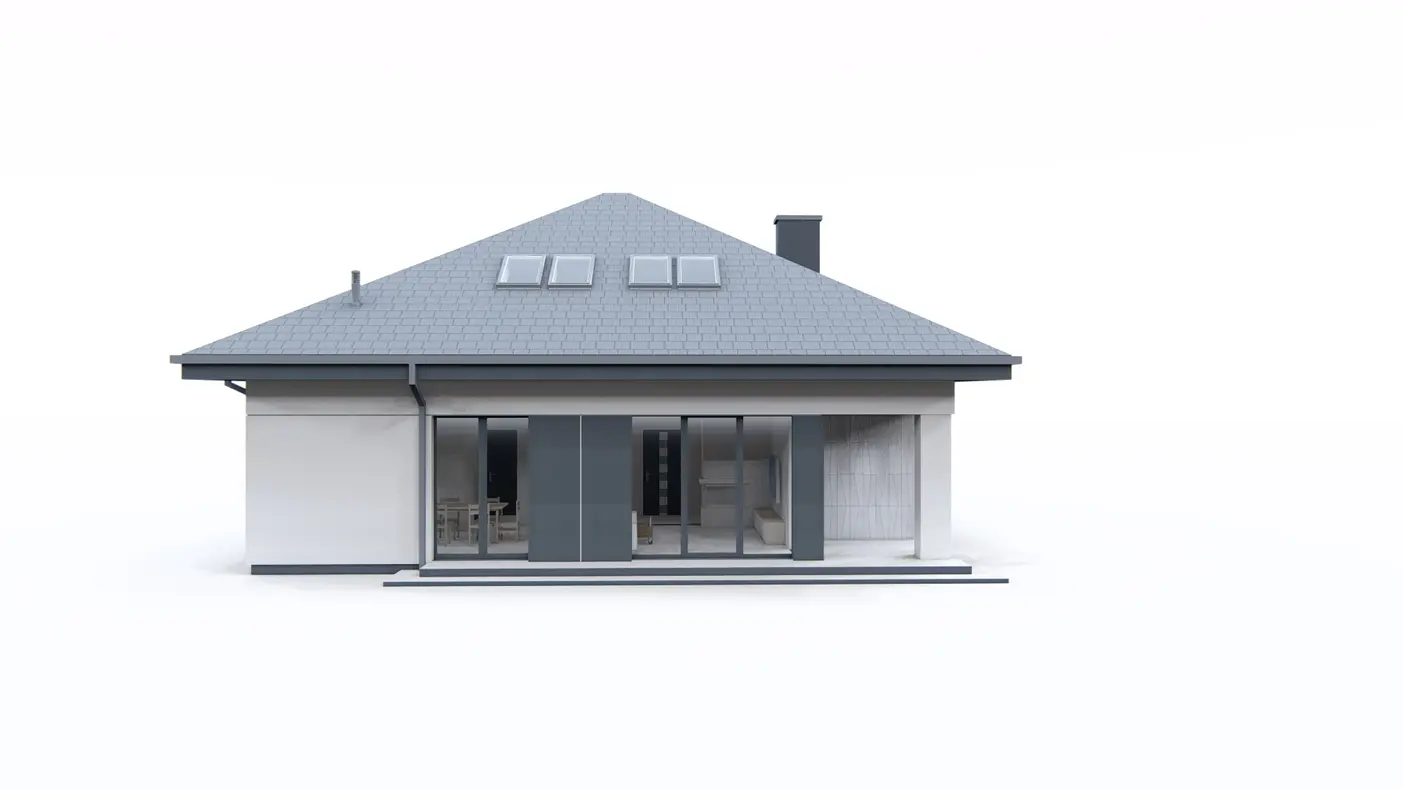 Home project  - Dom z poddaszem uzytkowym, dachem kopertowym i garażem jednostanowiskowym.