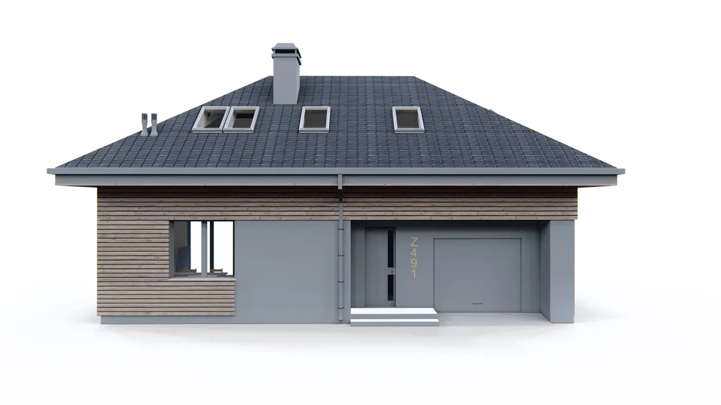 Home project  - Dom z poddaszem z dachem kopertowym, poddaszem użytkowym, salon,
4 pokoje