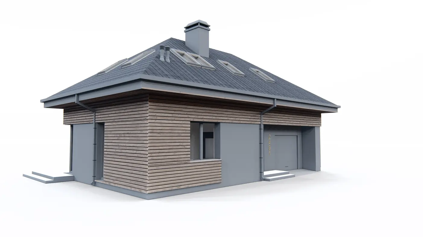 Home project  - Dom z poddaszem z dachem kopertowym, poddaszem użytkowym, salon,
4 pokoje