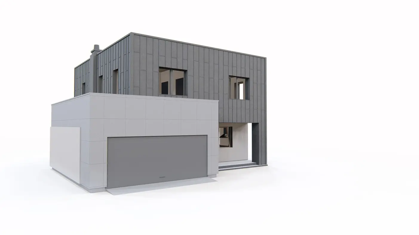 Mājas projekts  - Divstāvu mājas projekts ar 4 istabām un garāžu - Zx171