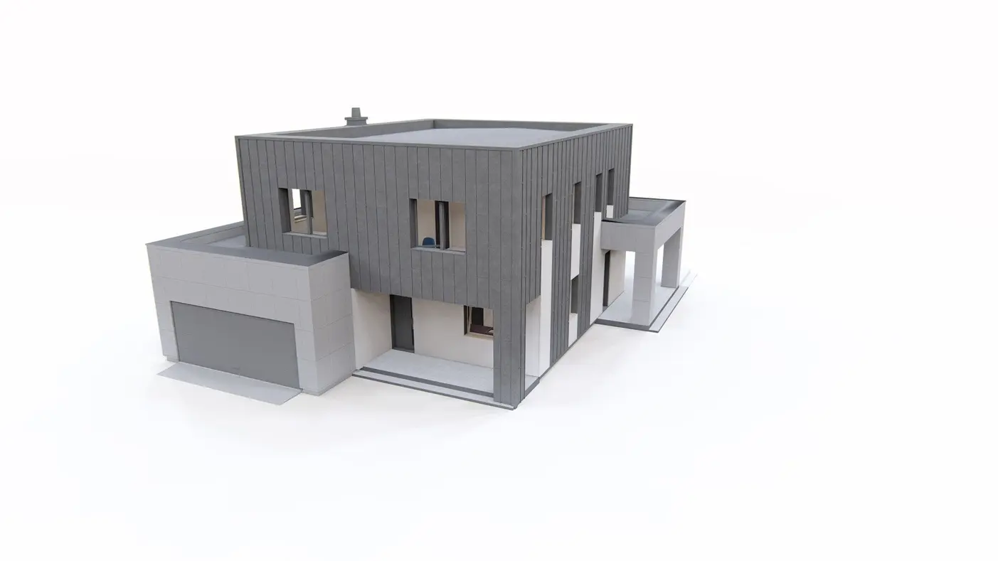 Mājas projekts  - Divstāvu mājas projekts ar 4 istabām un garāžu - Zx171