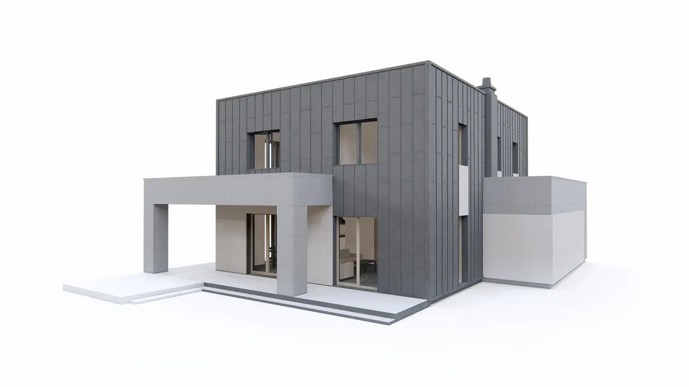 Mājas projekts  - Divstāvu mājas projekts ar 4 istabām un garāžu - Zx171