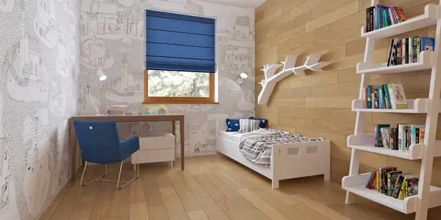 gotowy projekt domu Z16 35 +200 – aranżacja wnętrz, Dom z poddaszem użytkowym z trzema pokojami, dachem kopertowym i dużym tarasem