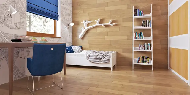 gotowy projekt domu Z16 35 +200 – aranżacja wnętrz, Dom z poddaszem użytkowym z trzema pokojami, dachem kopertowym i dużym tarasem