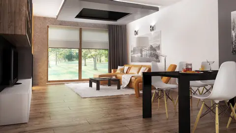 gotowy projekt domu Z41 – aranżacja wnętrz, Projekt domu parterowego na małą działkę, prosty, funkcjonalny i tani w budowie.