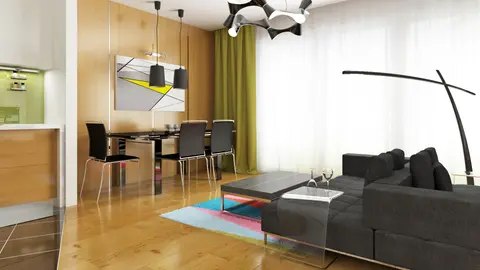 gotowy projekt domu Z43 – aranżacja wnętrz, Dom z poddaszem użytkowym i garażem, duży salon, układ typu T.
