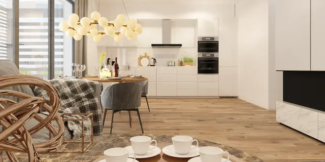 gotowy projekt domu ZB44 – aranżacja wnętrz, Nowoczesny bliźniak dwulokalowy z niezależnymi mieszkaniami i osobnym wejściem