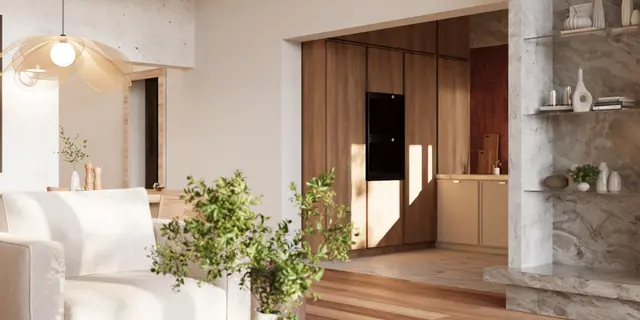 gotowy projekt domu Z402 – aranżacja wnętrz, Parterowy dom z garażem i salonem od południa