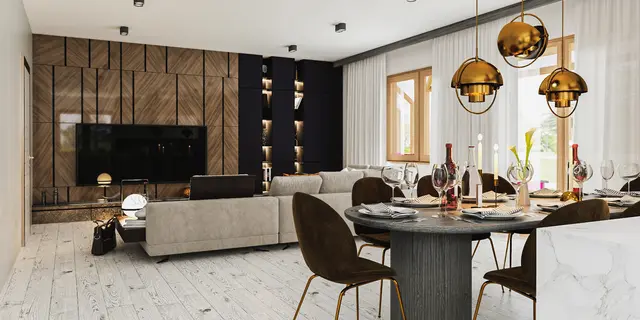 gotowy projekt domu Z555 – aranżacja wnętrz, Nowoczesny dom z oryginalnymi elementami wykończenia dla dużej rodziny