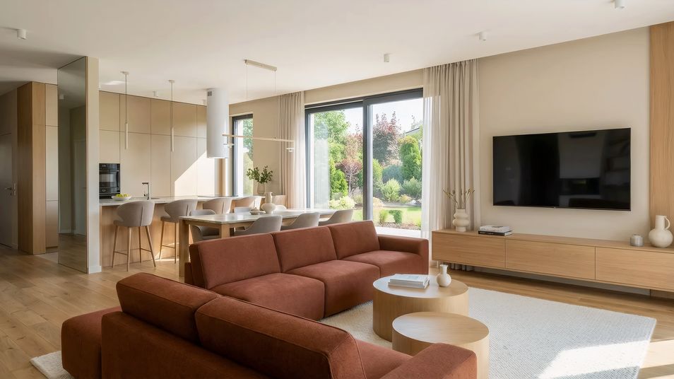 gotowy projekt domu Z555 – aranżacja wnętrz, Nowoczesna stodoła z poddaszem, garażem i wydzielonym niezależnym mieszkaniem