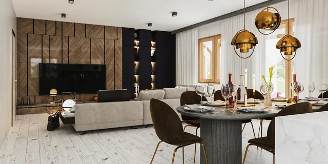 gotowy projekt domu Z555 D – aranżacja wnętrz, Nowoczesny dom z oryginalnymi elementami wykończenia dla dużej rodziny