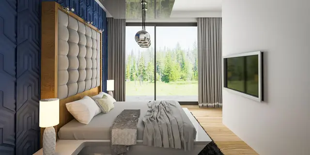 gotowy projekt domu Zx87 + – aranżacja wnętrz, Powiększona wersja nowoczesnego projektu Zx87 z wiatą na dwa samochody