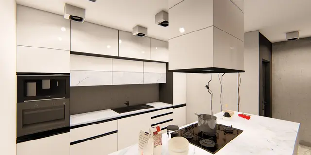 gotowy projekt domu Zx88 A – aranżacja wnętrz, Nowoczesny dom parterowy z płaskim dachem i garażem na 2 samochody.