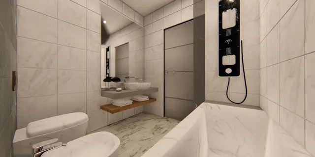 gotowy projekt domu Zx88 A – aranżacja wnętrz, Nowoczesny dom parterowy z płaskim dachem i garażem na 2 samochody.