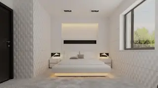 gotowy projekt domu Z259 D – aranżacja wnętrz, Projekt małego domu (ok. 80m2) parterowego z garażem; szybki i tani w budowie.