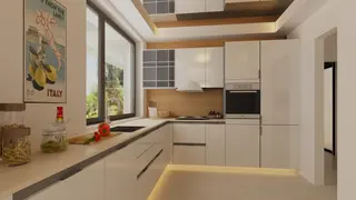 gotowy projekt domu Z259 D – aranżacja wnętrz, Projekt małego domu (ok. 80m2) parterowego z garażem; szybki i tani w budowie.