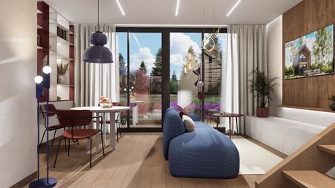 gotowy projekt domu Z523 D – aranżacja wnętrz, Mały dom z poddaszem w stylu nowoczesna stodoła z dużym przeszkleniem i tarasem