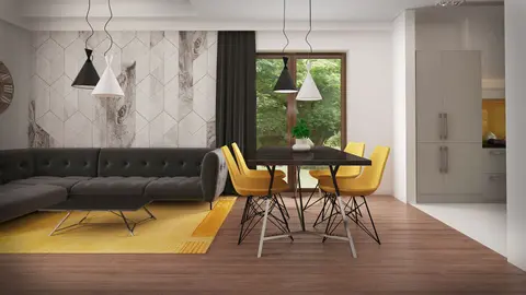 gotowy projekt domu Z334 D – aranżacja wnętrz, Dom parterowy z dachem dwuspadowym, 3 sypialniami i przestronną strefą dzienną.