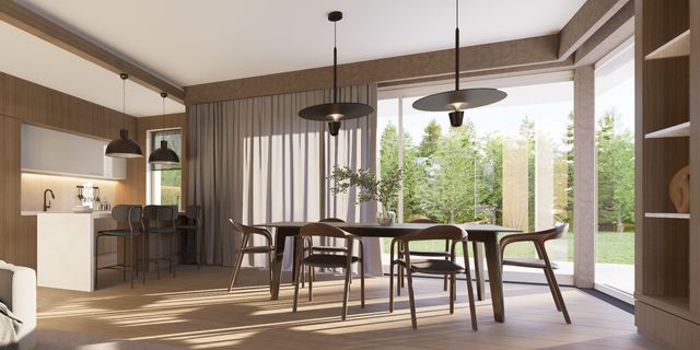 gotowy projekt domu Zx214 + – aranżacja wnętrz, Powiększony wariant domu z płaskim dachem i garażem dwustanowiskowym.