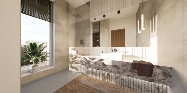 gotowy projekt domu Zx214 + – aranżacja wnętrz, Powiększony wariant domu z płaskim dachem i garażem dwustanowiskowym.