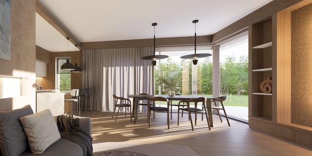 gotowy projekt domu Zx214 + – aranżacja wnętrz, Powiększony wariant domu z płaskim dachem i garażem dwustanowiskowym.