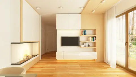 gotowy projekt domu Z262 D DzF – aranżacja wnętrz, Projekt z budową w technologii drewnianej prefabrykowanej- Dom z Fabryki