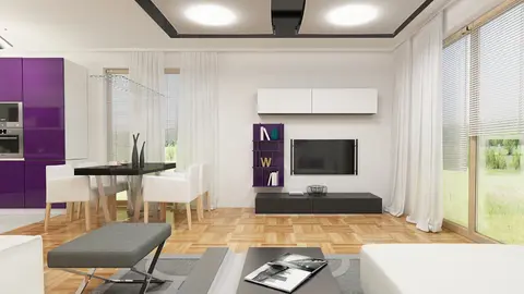 gotowy projekt domu Z255 D a EkoDom – aranżacja wnętrz, Kompaktowy dom z kuchnią i kotłownią od frontu oraz opcją adaptacji poddasza.