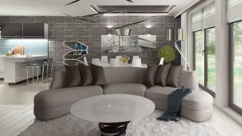 gotowy projekt domu Z349 B sm – aranżacja wnętrz, Dom parterowy ze stropem żelbetowym oraz dużą i jasną strefą dzienną