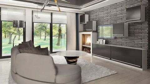 gotowy projekt domu Z349 B sm – aranżacja wnętrz, Dom parterowy ze stropem żelbetowym oraz dużą i jasną strefą dzienną