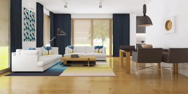 gotowy projekt domu Zx35 GL – aranżacja wnętrz, Nowoczesny dom z dużym, jasnym salonem i garażem jednostanowiskowym.