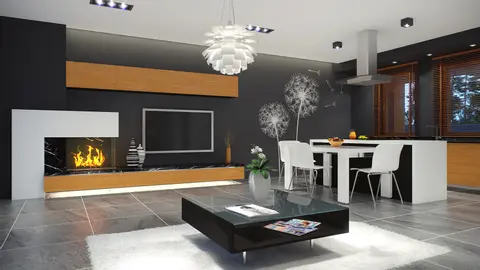 home project Zx102 – interior arrangement, Nowoczesny dom parterowy z garażem dwustanowiskowym.