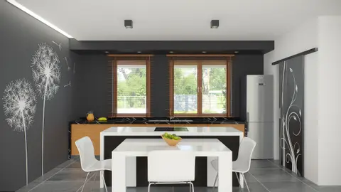home project Zx102 – interior arrangement, Nowoczesny dom parterowy z garażem dwustanowiskowym.