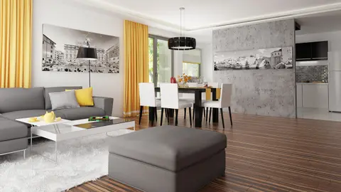 home project Zx103 – interior arrangement, Nowoczesny dom z płaskim dachem,czterema sypialniami i garażem dwustanowiskowym.