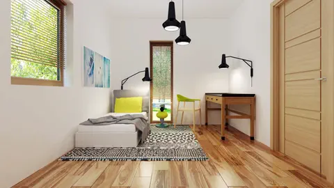 gotowy projekt domu Zx105 – aranżacja wnętrz, Parterowy dom w stylu modern z obszernymi, jasnymi wnętrzami na planie kwadratu