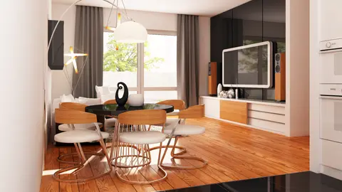 home project Z7 – interior arrangement, Mały dom z dachem dwuspadowym, ekonomiczny, funkcjonalny i praktyczny