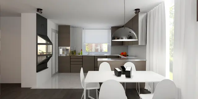 gotowy projekt domu Z75 – aranżacja wnętrz, Łatwy w budowie dom z poddaszem, czterema pokojami, tarasem, na małą działkę