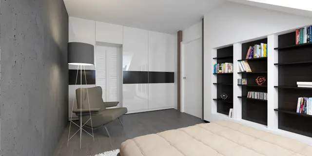 gotowy projekt domu Z75 – aranżacja wnętrz, Łatwy w budowie dom z poddaszem, czterema pokojami, tarasem, na małą działkę