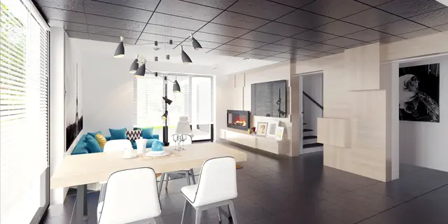 gotowy projekt domu Z306 – aranżacja wnętrz, Przestronny dom z poddaszem użytkowym, garażem 2-stanowiskowym oraz lukarną