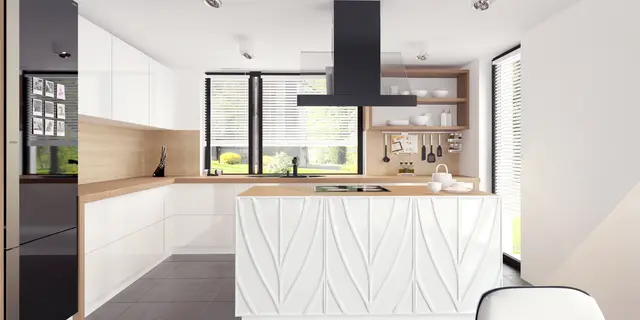 gotowy projekt domu Z306 – aranżacja wnętrz, Przestronny dom z poddaszem użytkowym, garażem 2-stanowiskowym oraz lukarną