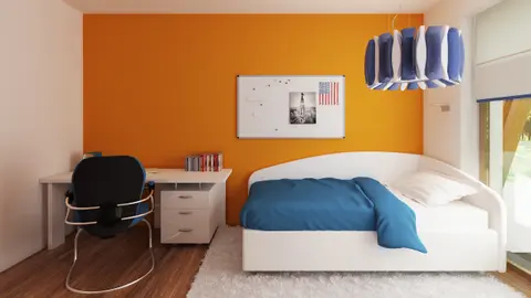 home project Z308 – interior arrangement, Mały, parterowy dom z prostym dwuspadowym dachem z ogrzewaniem na paliwo stałe. 