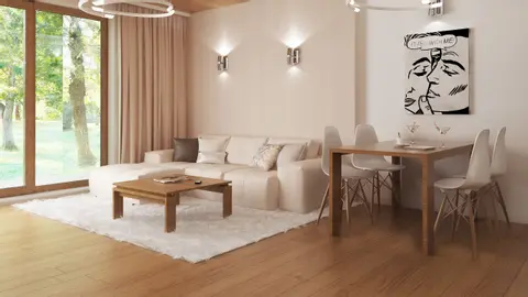 gotowy projekt domu Z8 – aranżacja wnętrz, Projekt domu parterowego z trzema sypialniami  i dużym salonem.