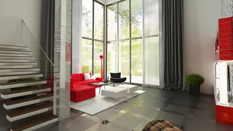 gotowy projekt domu Zx108 – aranżacja wnętrz, Nowoczesny, dwukondygnacyjny dom z dużymi przeszkleniami, tarasami oraz garażem.