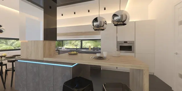 gotowy projekt domu Zx56 – aranżacja wnętrz, Parterowy dom o prostym wyróżniającym się kształcie.